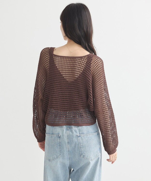 earth music&ecology ＳＥＴ２点メッシュニットカーディガン＋ビスチェ Brown