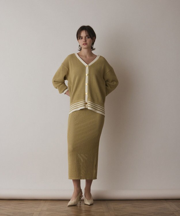 GRACE CONTINENTAL メッシュタイトニットスカート イエロー