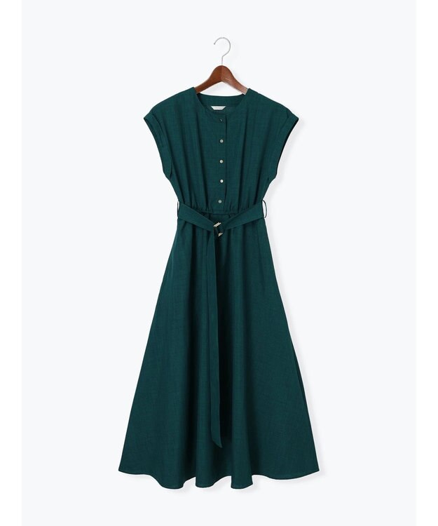 Te chichi リネンライクウエストマークワンピース グリーン