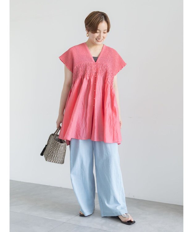Te chichi シャーリングチュニック レッド