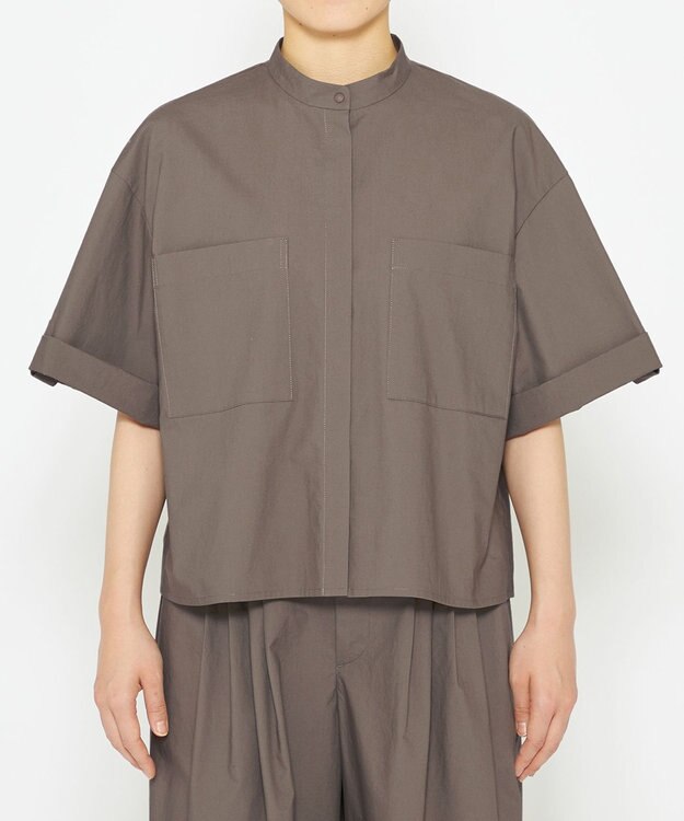 uncrave 【洗濯機洗い可】カラータイプライター ショートシャツ（uncrave WHITE） グレージュ