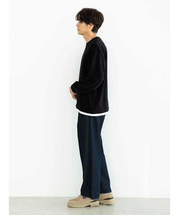 CRAFT STANDARD BOUTIQUE カットコールフェイクレーヤードプルオーバー Black