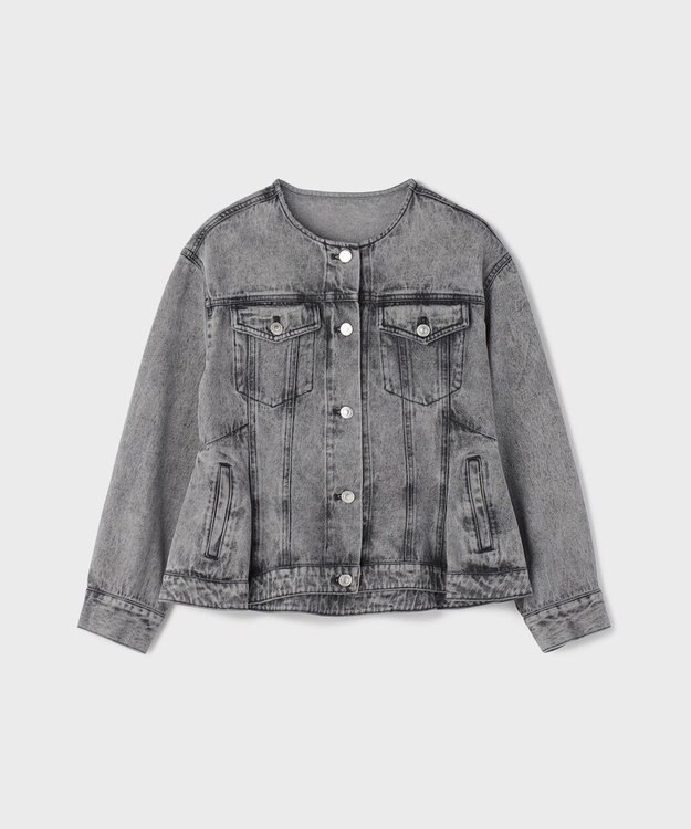 GRACE CONTINENTAL ペプラムデニムジャケット グレー