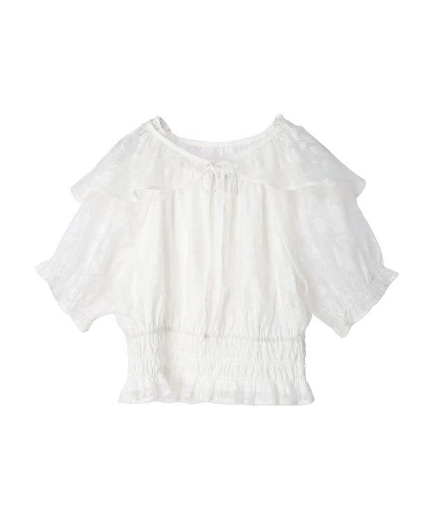 earth music&ecology 衿付きフラワーブラウス Off White