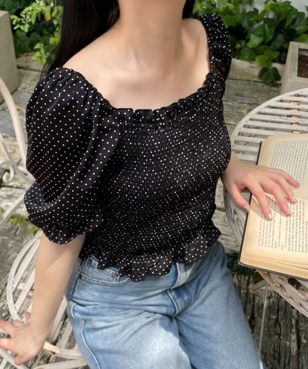 WEGO レースアップシャーリングブラウス ブラックその他