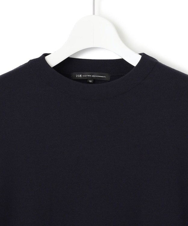 23区 【洗える】ヴィスコースストレッチ ストレート ニットワンピース ネイビー系