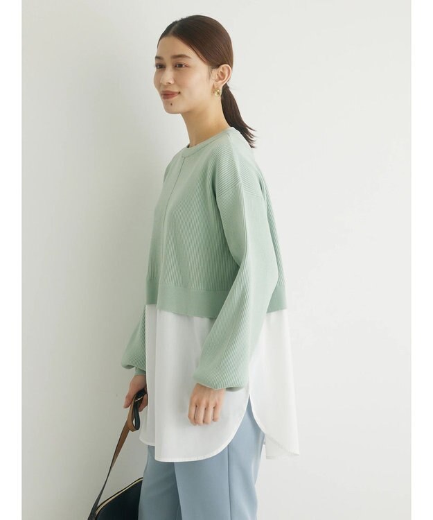 Green Parks リブニットドッキングチュニック Green