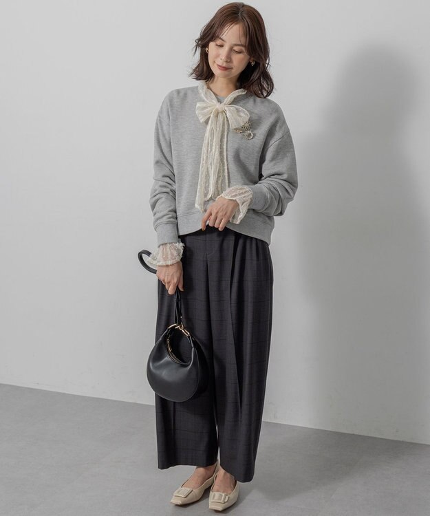 組曲 S バックプリント裏毛 プルオーバー ライトグレー系