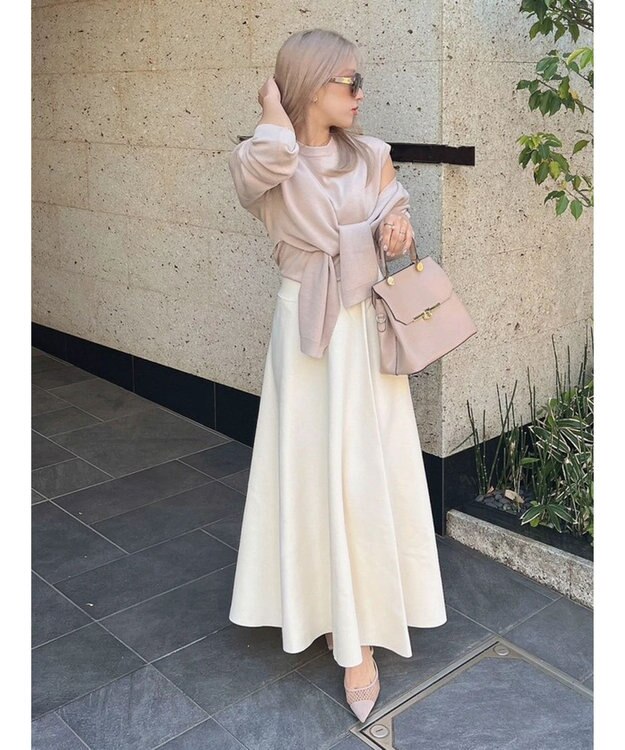 Green Parks ミラノリブフレアスカート Off White