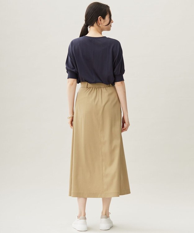 自由区 L 【カタログ掲載・接触冷感・UVカット・洗える】デニムライクボトムフレア スカート ベージュ