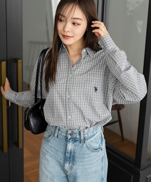 WEGO 【25年秋新色登場★】U.S. POLO ASSN.別注ロングスリーブシャツ ブラックチェック1