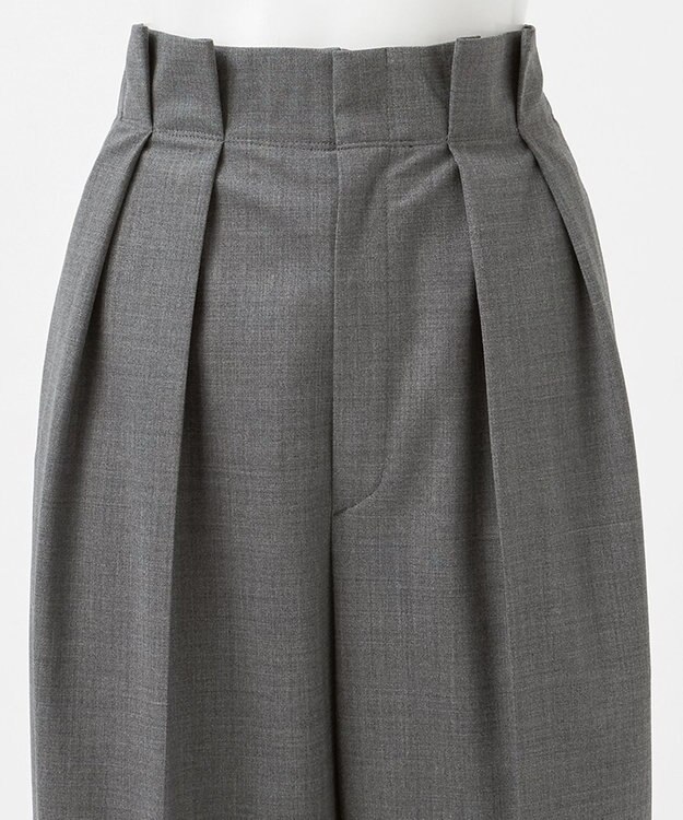 23区 【エステータ】ウールトロドライストレッチ タックワイドパンツ グレー