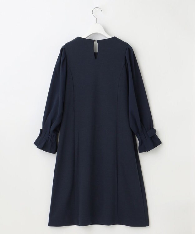 Feroux 【洗える】リボンスリーブダンボール ワンピース ネイビー系
