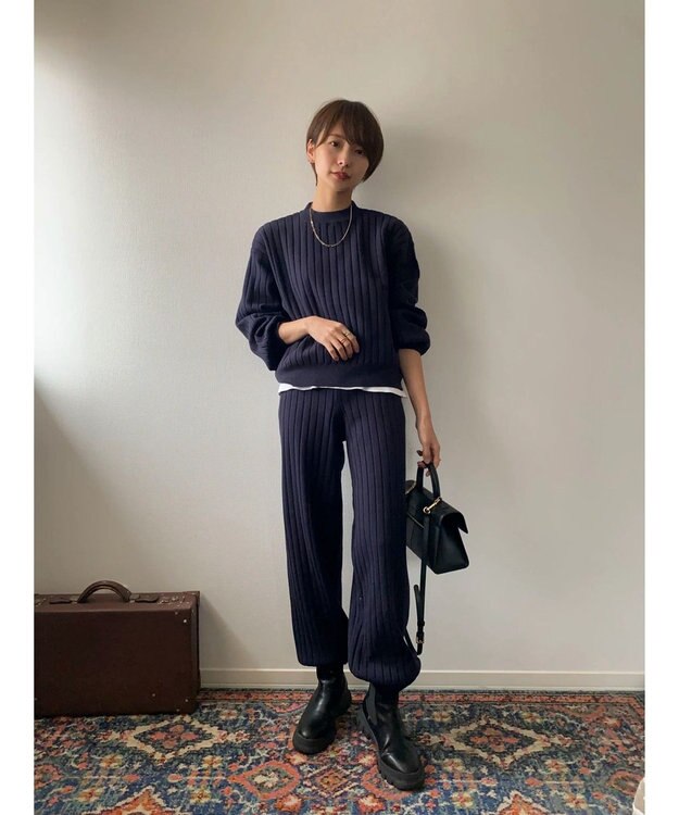 Green Parks リブニットパンツ Navy