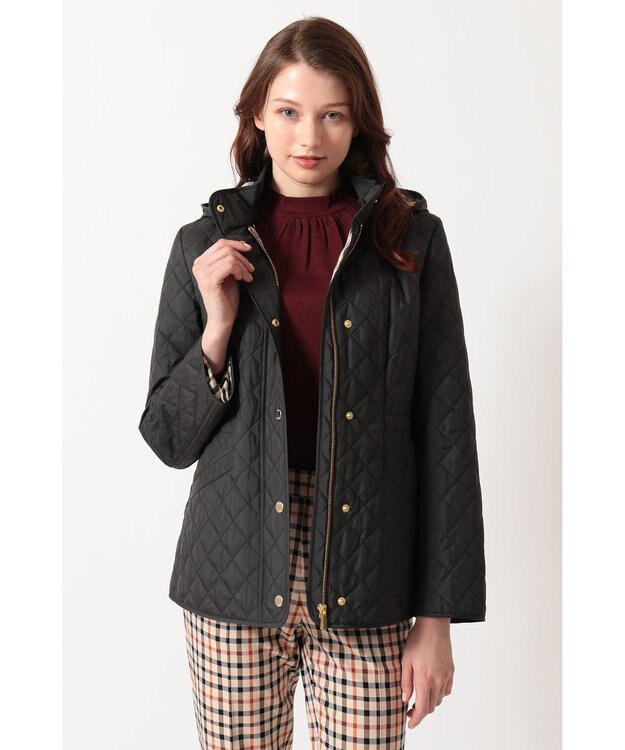 DAKS ライトウェイト フーデッドキルティングブルゾン ブラック