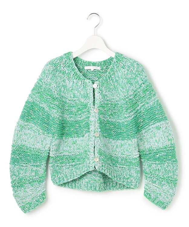 23区 【GOLD LABEL】ファンシーミックスハンドニット カーディガン グリーン系3