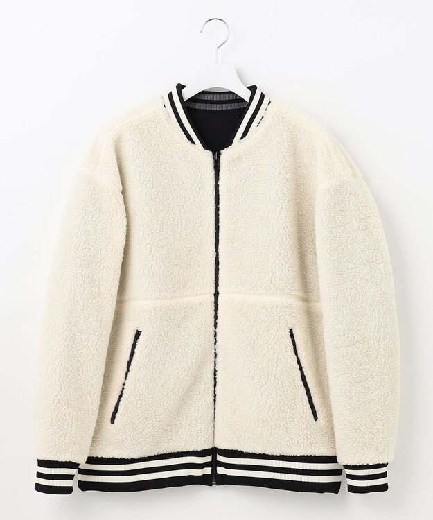 PW CIRCULUS 【MEN】【撥水/防風】リバーシブル ボア ジップアップ ブルゾン ホワイト×ブラック