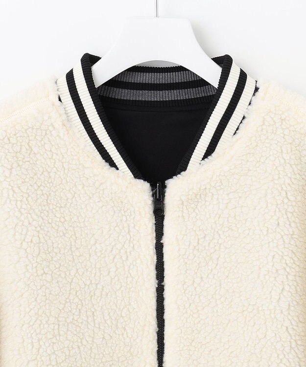 PW CIRCULUS 【MEN】【撥水/防風】リバーシブル ボア ジップアップ ブルゾン ホワイト×ブラック