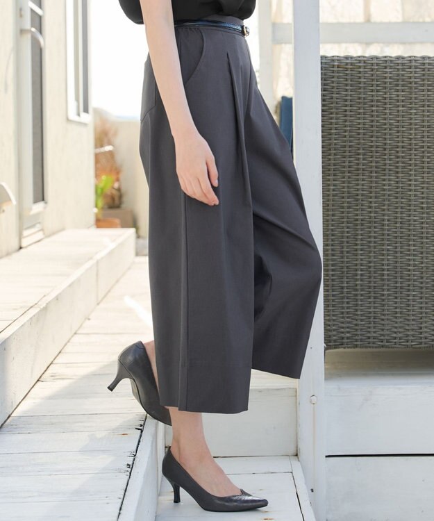Tiaclasse ストレッチタックワイドパンツ グレー