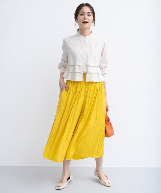 組曲 S 【春の新色追加】ギャザーライトデシン パンツ イエロー系