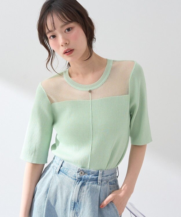earth music&ecology シアーヨークニットプルオーバー Mint Green