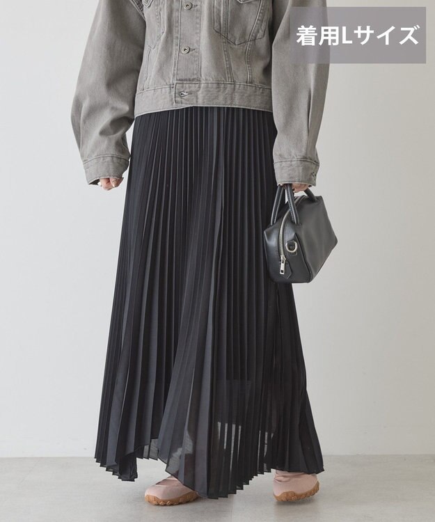 AMERICAN HOLIC 【選べる丈】シアープリーツスカート Navy