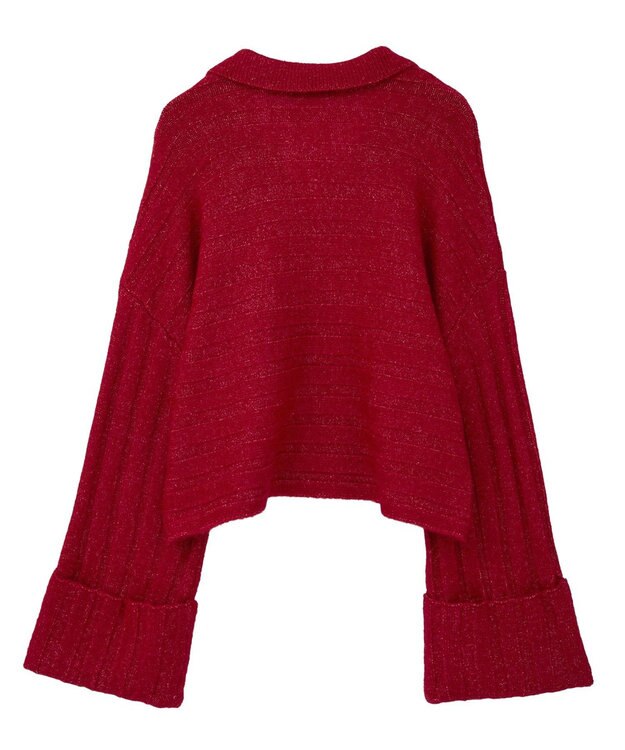 CRAFT STANDARD BOUTIQUE ロールアップ袖ショート丈ニットプルオーバー Red