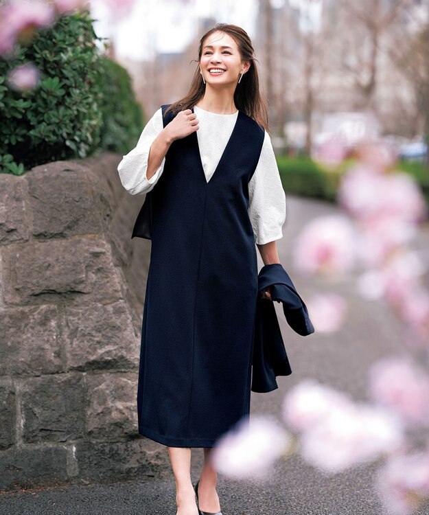 UNFILO BEAUTY MOVE ノーカラージャケット ネイビー