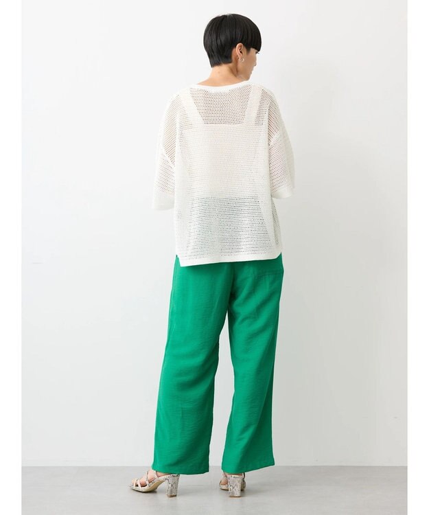 AMERICAN HOLIC 透かし編み半袖ニットプルオーバー Off White