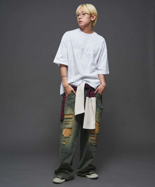 WEGO 【ユニセックス着用ITEM】ラインストーングラフィックT（SS） ホワイト