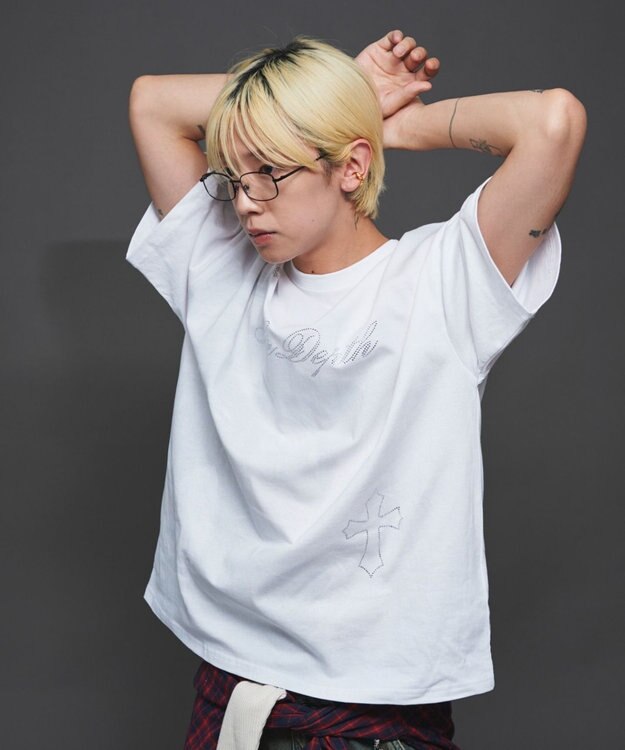 WEGO 【ユニセックス着用ITEM】ラインストーングラフィックT（SS） ホワイト