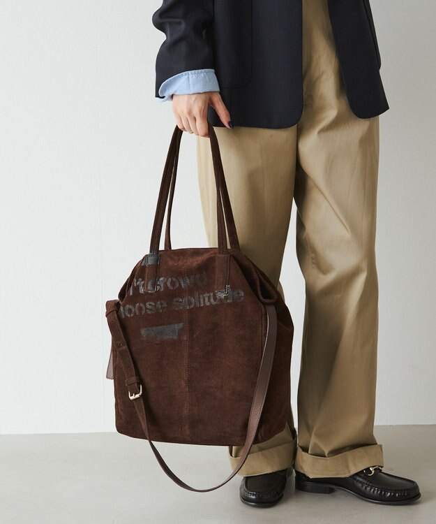 russet ステンシルデザインスエード2WAYトートバッグ(CE-1639) D.Brown