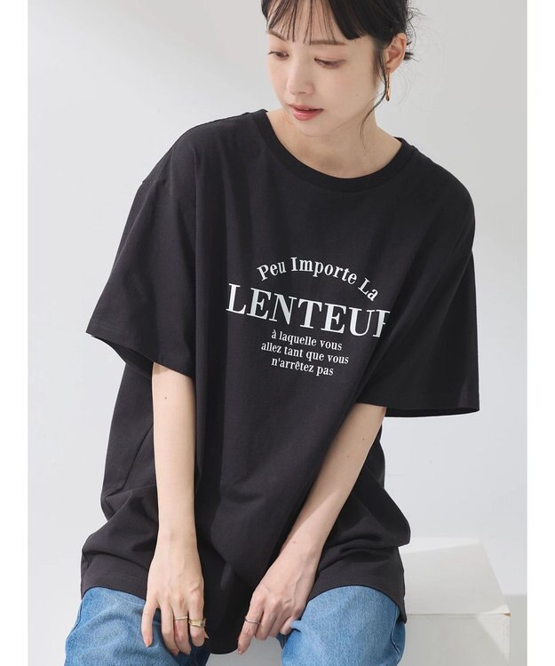 earth music&ecology アソートロゴプリントＴ Black