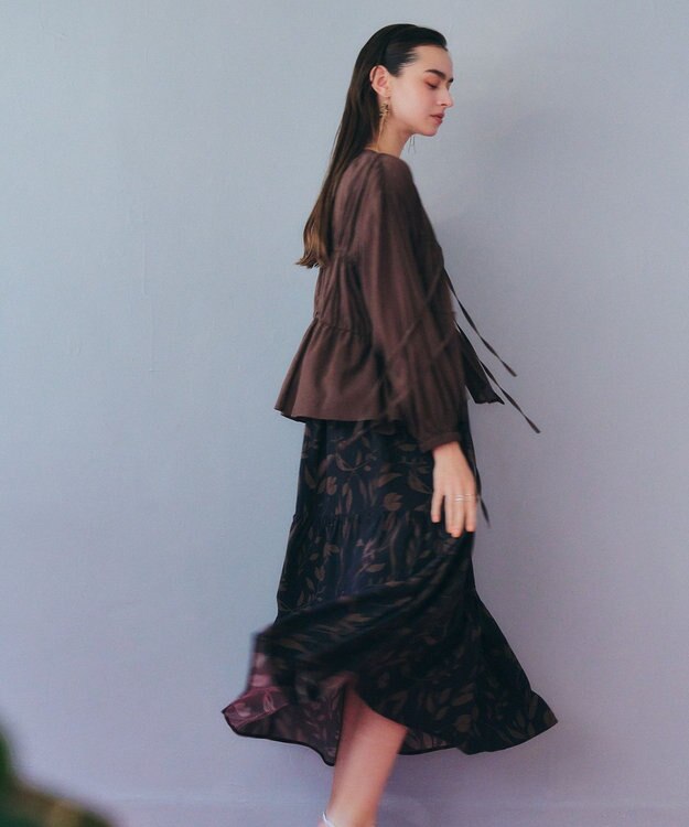 YECCA VECCA リボンデザインシアーブラウス Brown