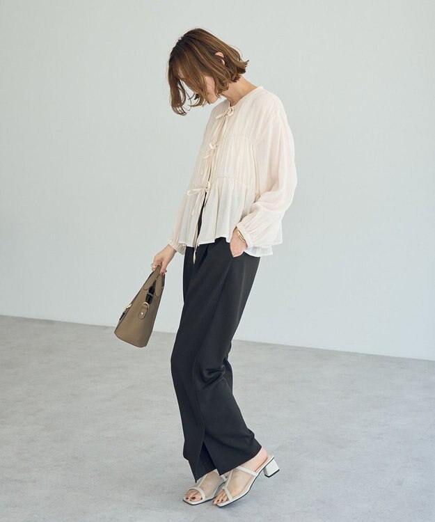 YECCA VECCA リボンデザインシアーブラウス Brown