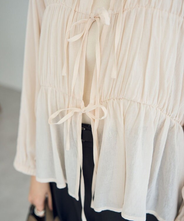 YECCA VECCA リボンデザインシアーブラウス Brown