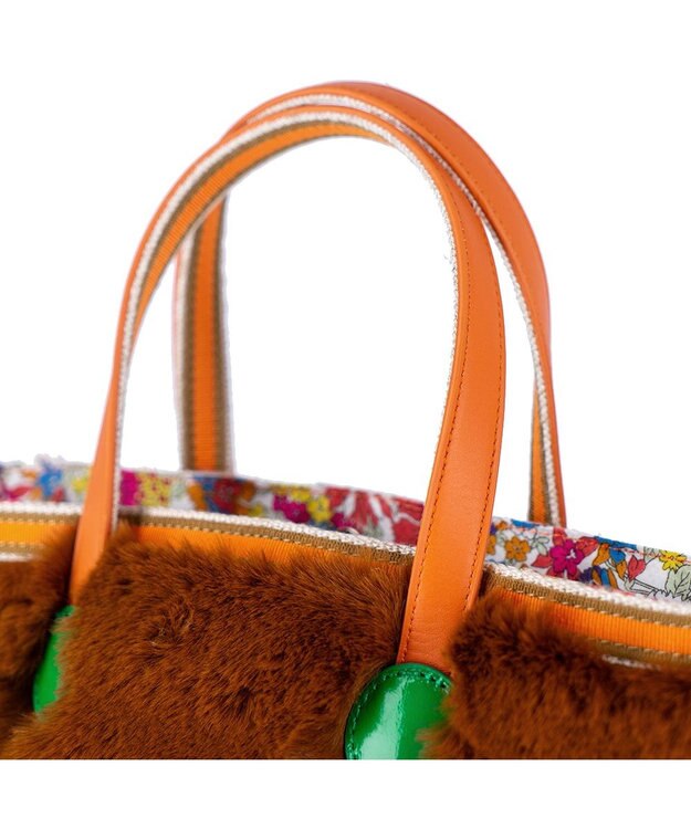 tsumori chisato CARRY キラネコファー ハンドバッグ 手提げ チョコ