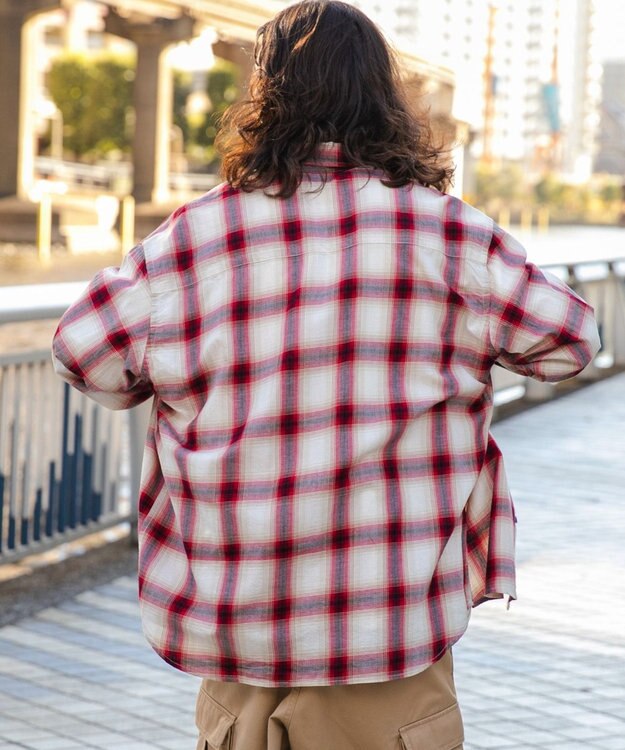 WEGO オンブレチェックシャツ レッドチェック1