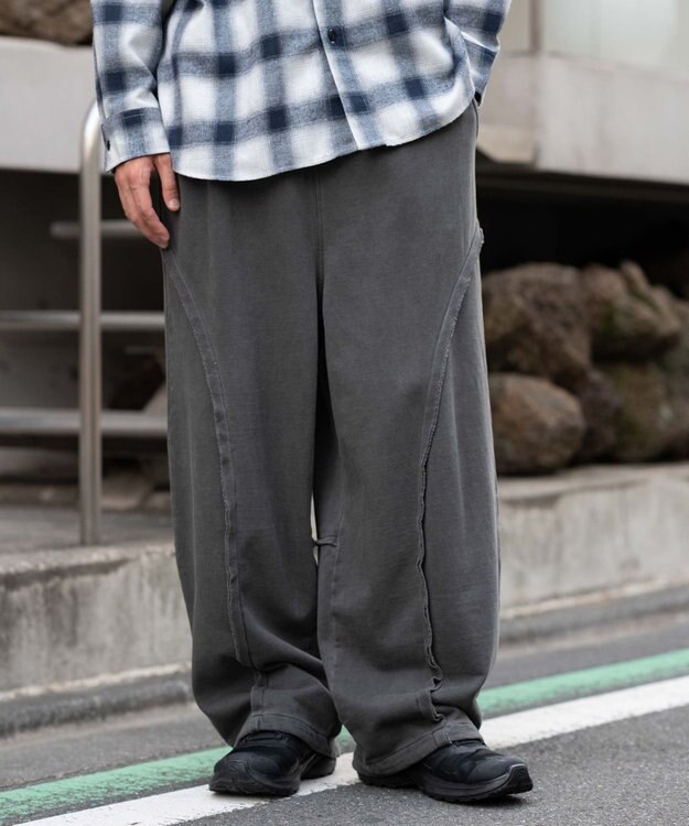 WEGO 【ユニセックス着用ITEM/ウエストゴム/MLサイズ展開】バルーン3Dスウェットパンツ ブラックその他