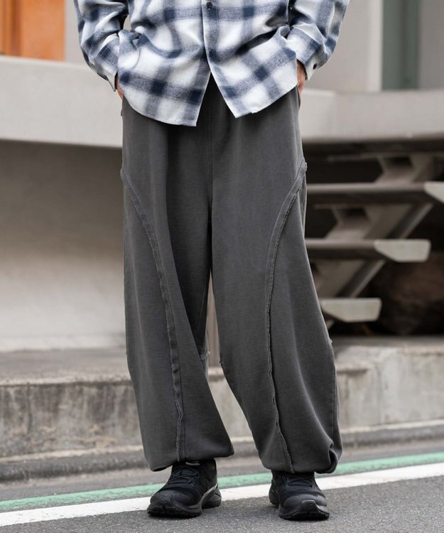 WEGO 【ユニセックス着用ITEM/ウエストゴム/MLサイズ展開】バルーン3Dスウェットパンツ ブラックその他