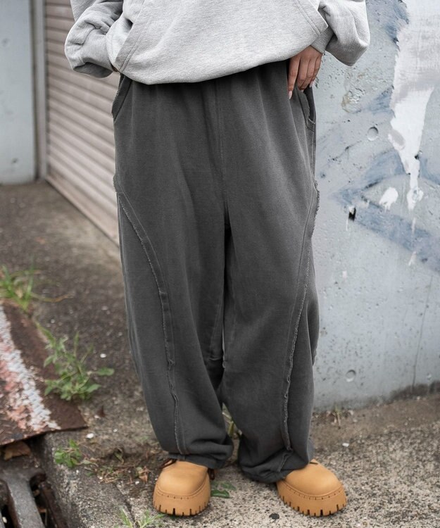 WEGO 【ユニセックス着用ITEM/ウエストゴム/MLサイズ展開】バルーン3Dスウェットパンツ ブラックその他