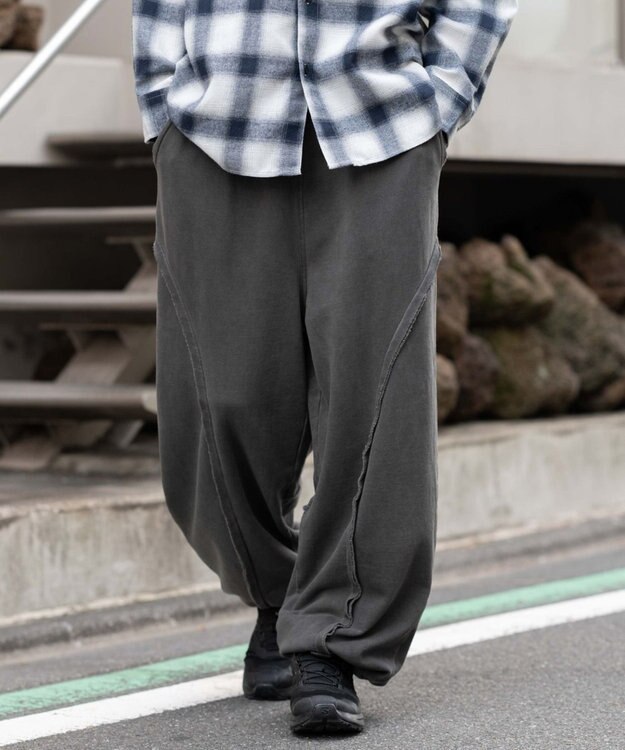 WEGO 【ユニセックス着用ITEM/ウエストゴム/MLサイズ展開】バルーン3Dスウェットパンツ ブラックその他