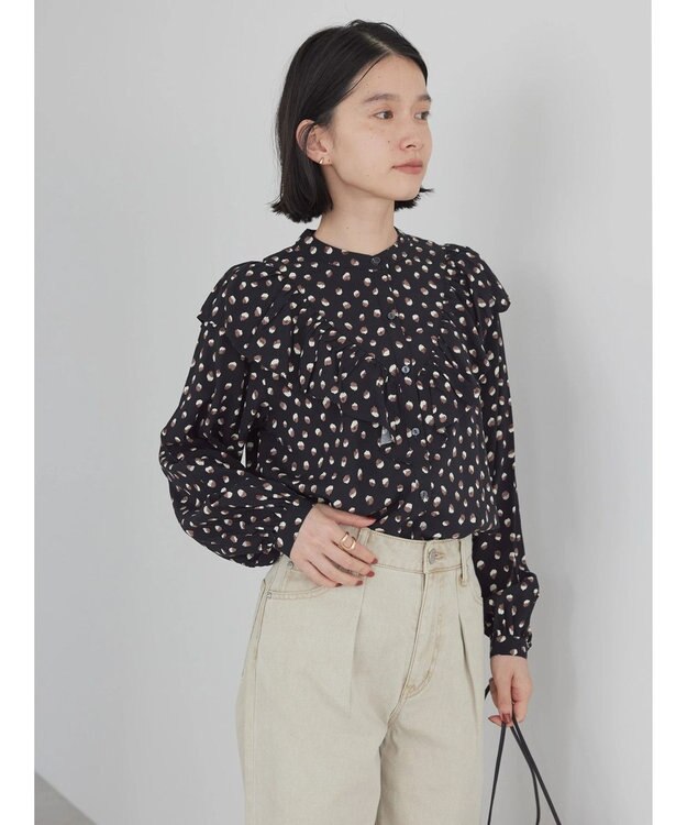 AMERICAN HOLIC アソートプリントフリルブラウス Black