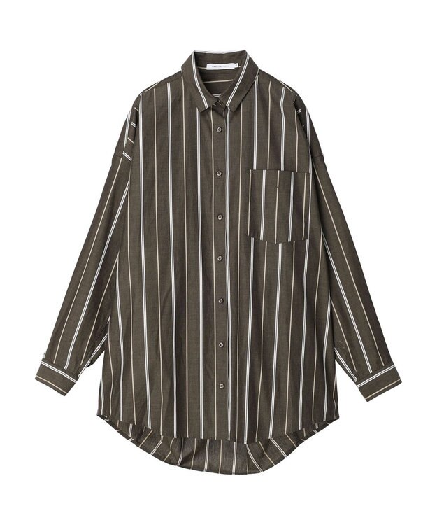 AMERICAN HOLIC ドビーストライプシャツチュニック Stripe Brown
