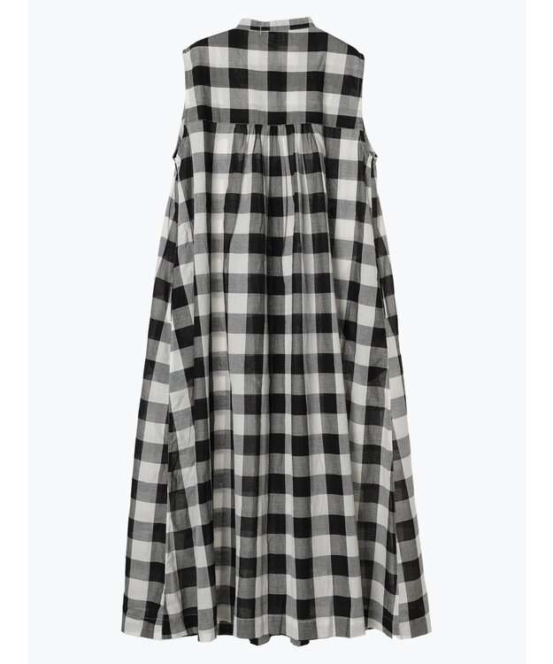 Green Parks インド綿 ギンガムチェックノースリーブワンピース Gingham Check