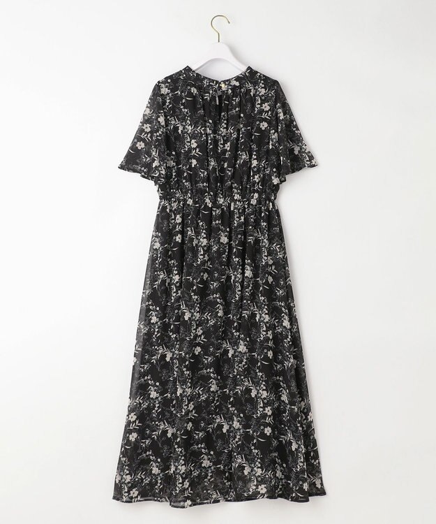 ANY SIS 【洗える】フラワープリント ワンピース ブラックベース