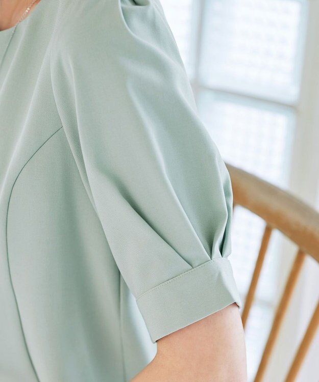 Tiaclasse 【洗える】パフスリーブチュニックブラウス ミント