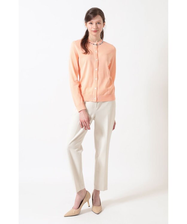 DAKS 綿ポリエステル ハウスチェックジャカード カーディガン キャニオンサンセット