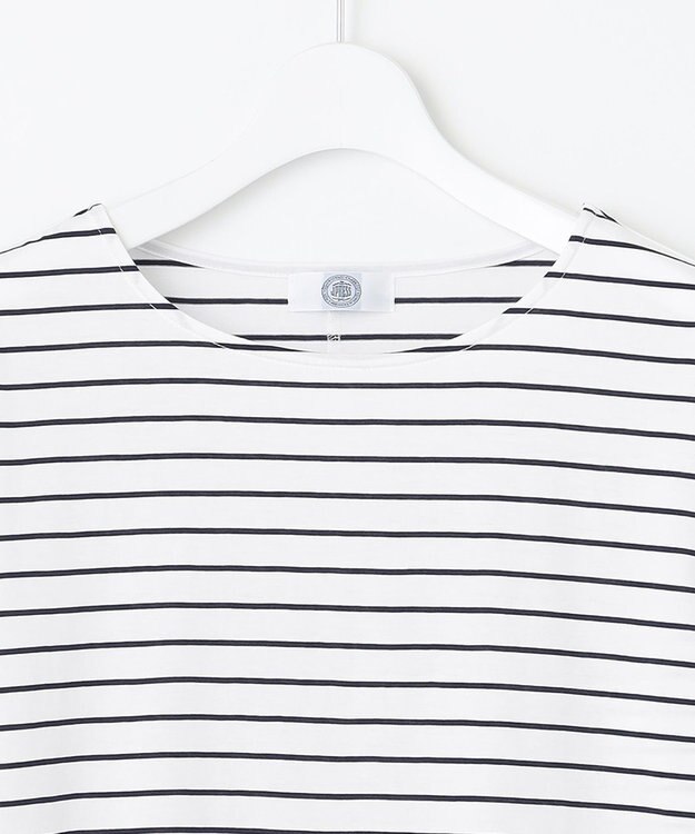 J.PRESS LADIES S ベーシックジャージー ボーダー ロングＴシャツ カットソー ホワイト系1