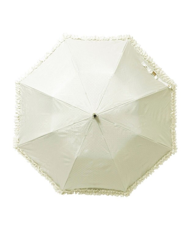 MOONBAT 【晴雨兼用日傘】LANVIN en Bleu (ランバン オン ブルー) 折りたたみ日傘 ドビーフリル 遮光 遮熱 UV オフホワイト（無地）